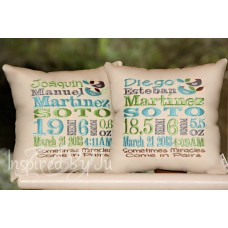 Two Birds - Birth Announcement Pillow